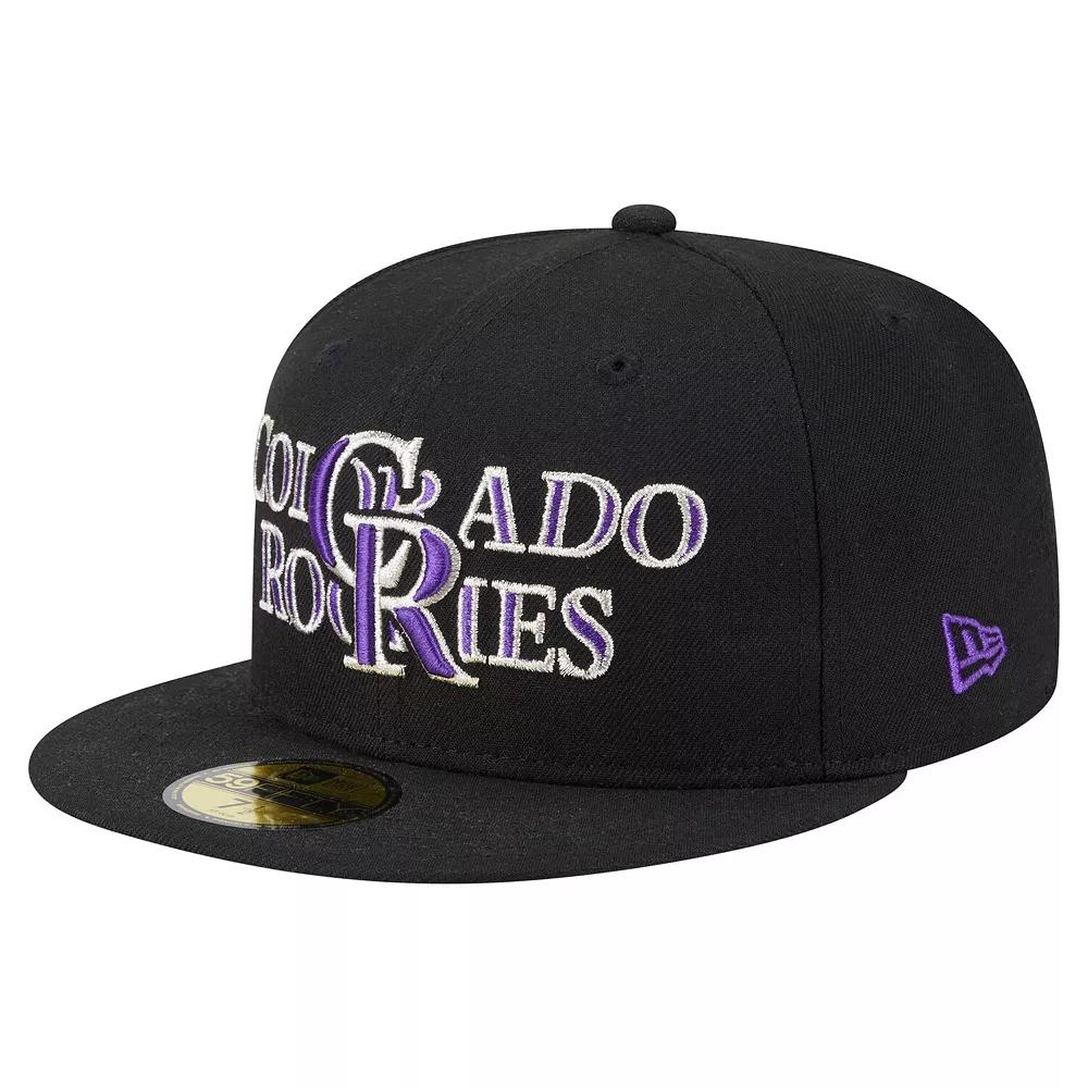 Men's New Era Black Colorado Rockies Overlap 59FIFTY Fitted Hat,  Product Image
