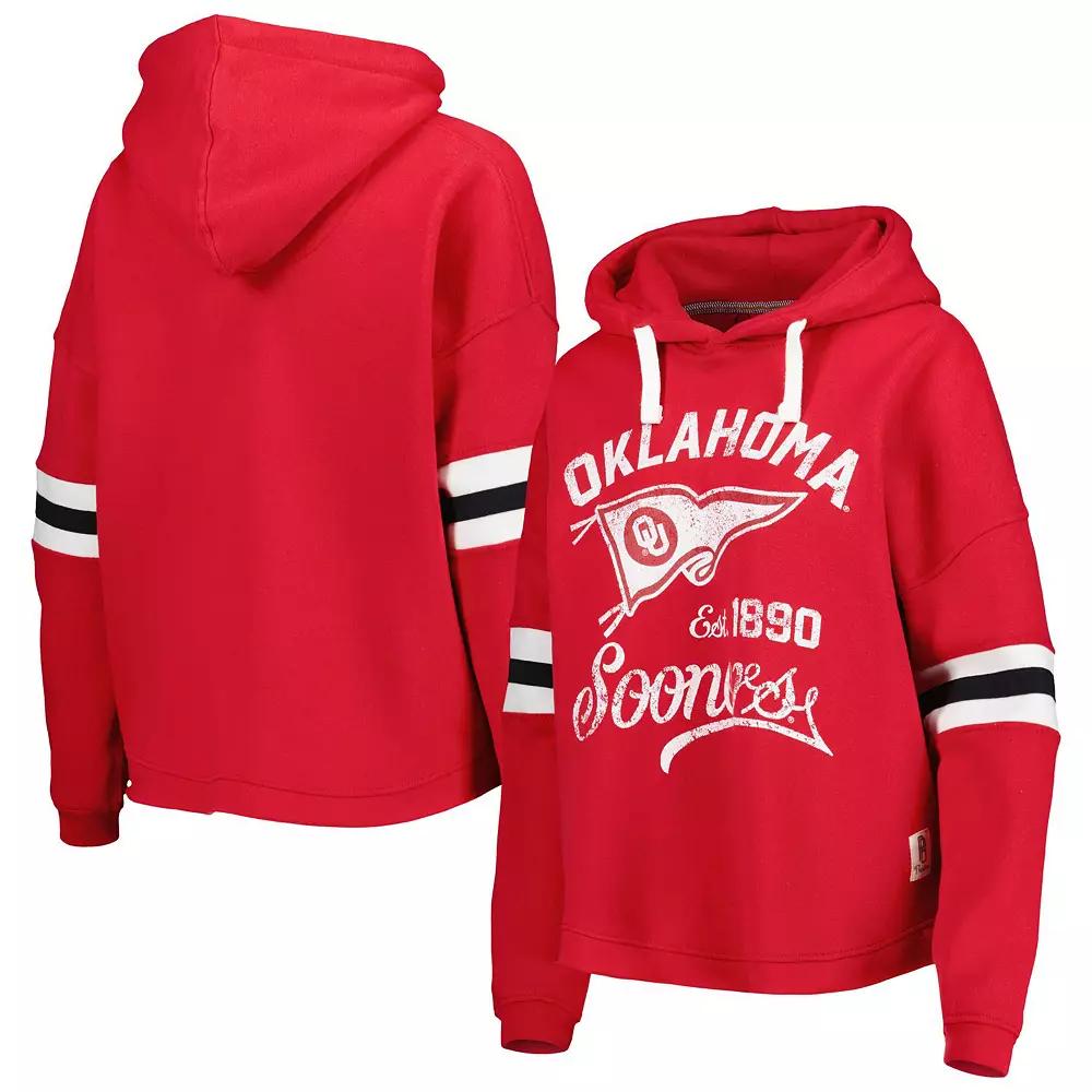 Women's Pressbox Crimson Oklahoma Sooners Super Pennant Pullover Hoodie,  Product Image
