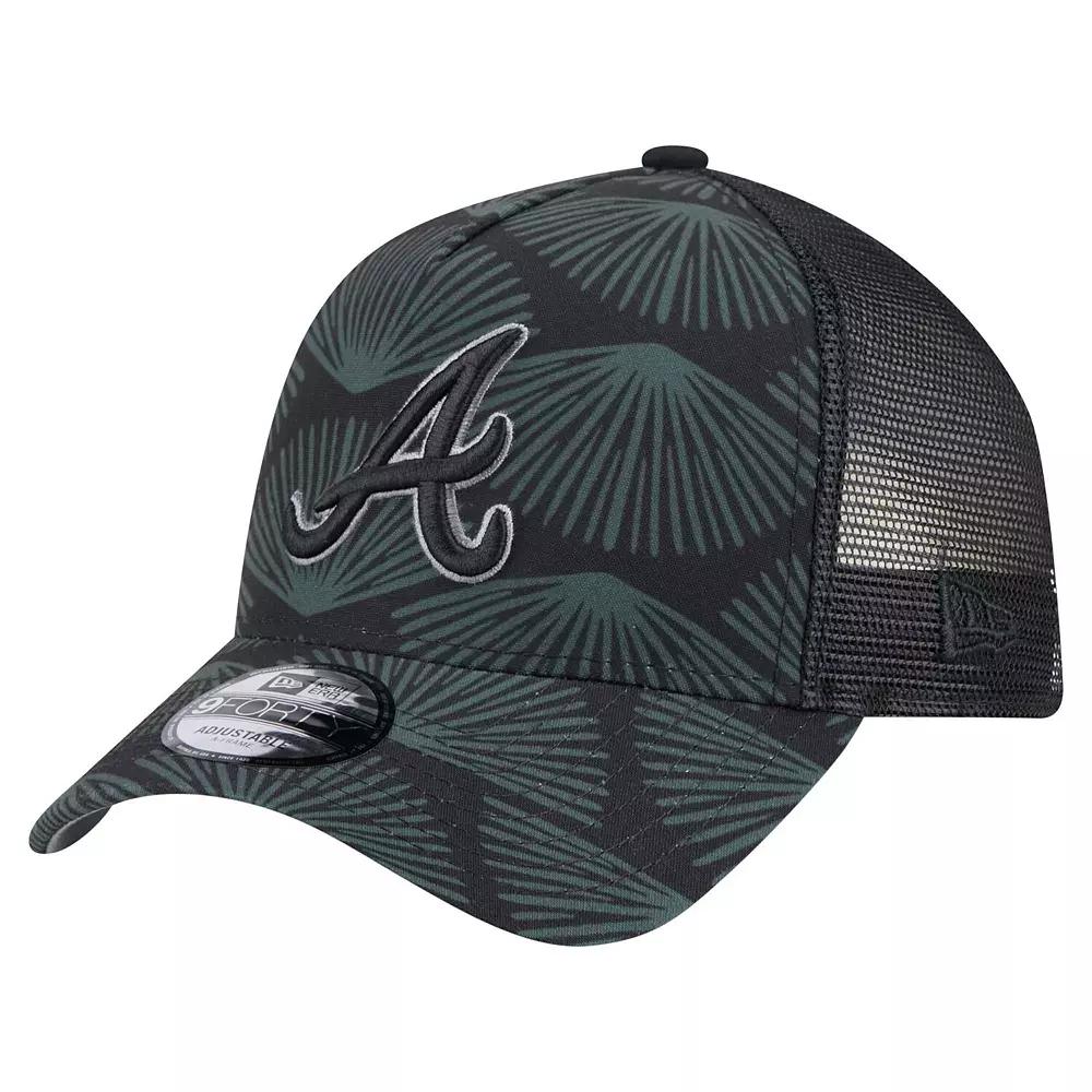 Men's New Era  Black Atlanta Braves 9FORTY A-Frame Trucker Adjustable Hat Product Image