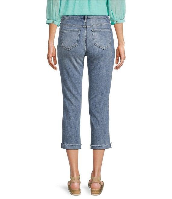 Code Bleu Soho High Rise Skinny Leg Double Waistband Frayed Cuff Capri Jeans Product Image