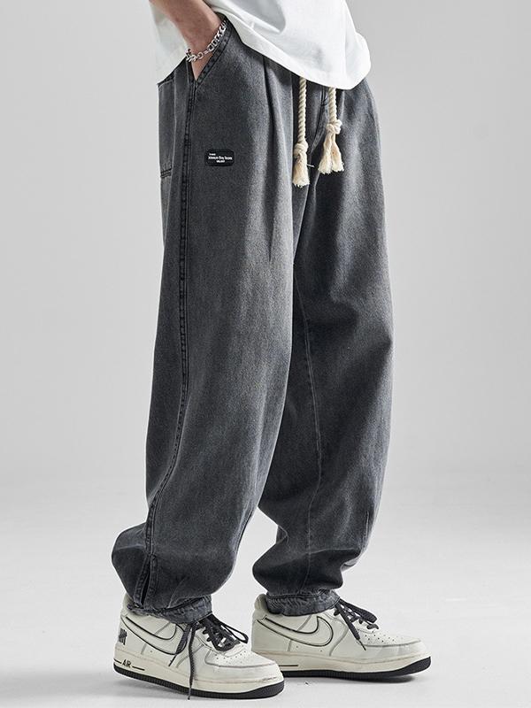 Retro Distressed Washed Feet Loose Jeans Product Image