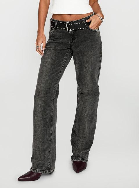 Better Half Low Rise Straight Leg Jeans Charcoal Product Image