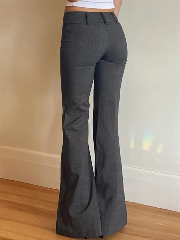 Solid Color Pleated Flare Leg Pants Product Image