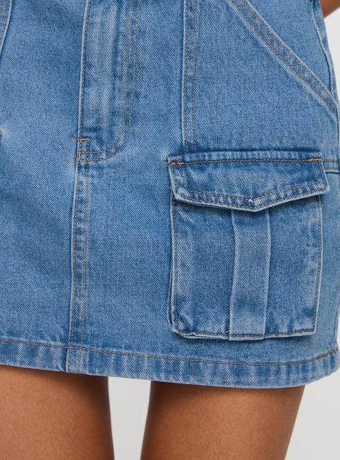Chillders Denim Mini Skirt Mid Wash Tall Product Image