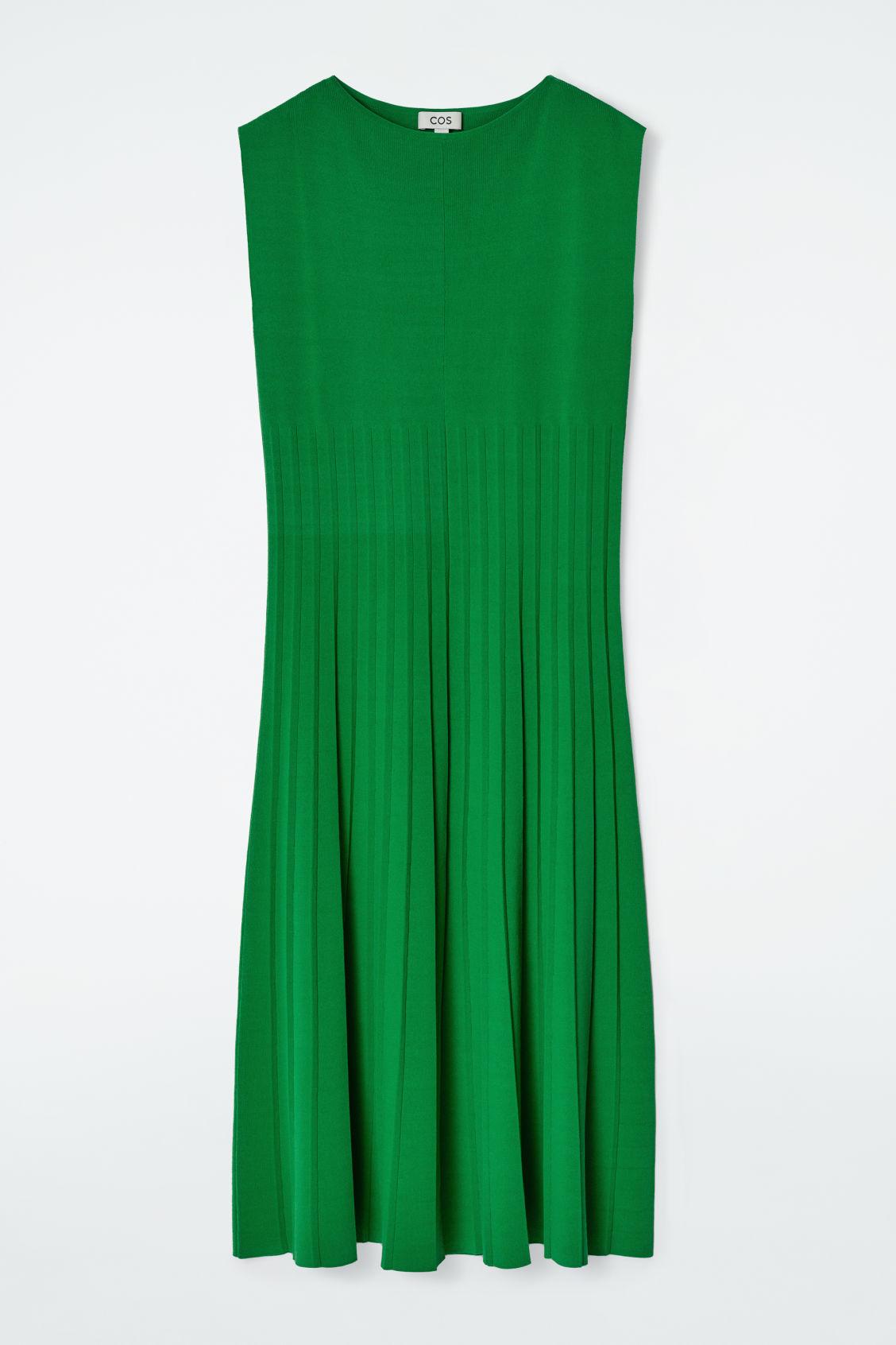 KNITTED PLEATED MAXI DRESS Product Image