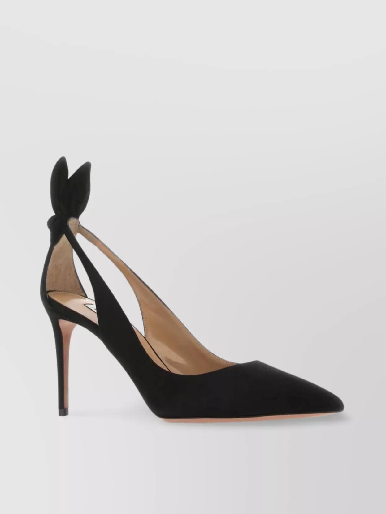 AQUAZZURA Bow Tie 85 Suede Pumps In Black Product Image