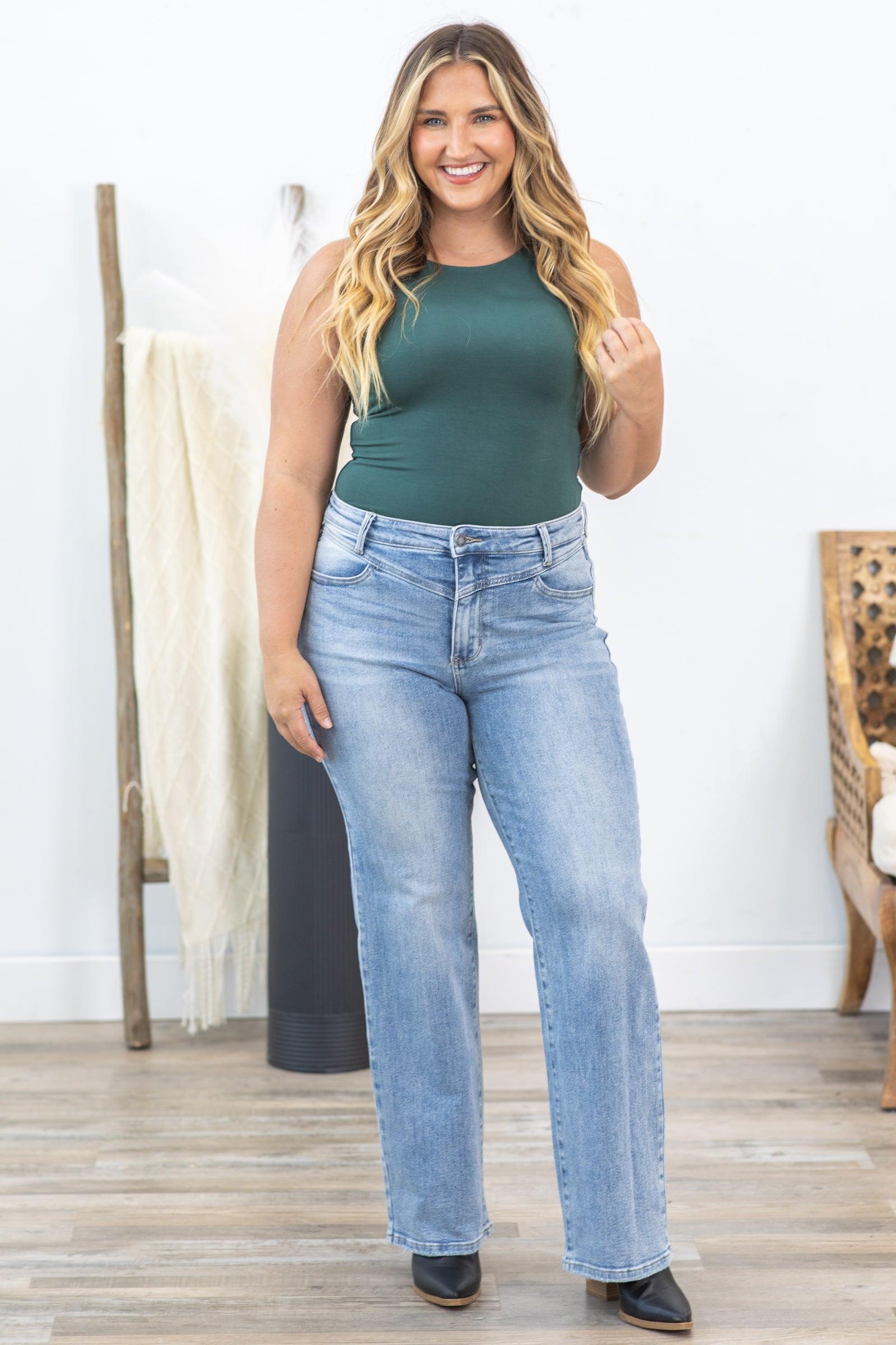 Judy Blue Front Yoke Retro Wide Leg Jeans Product Image