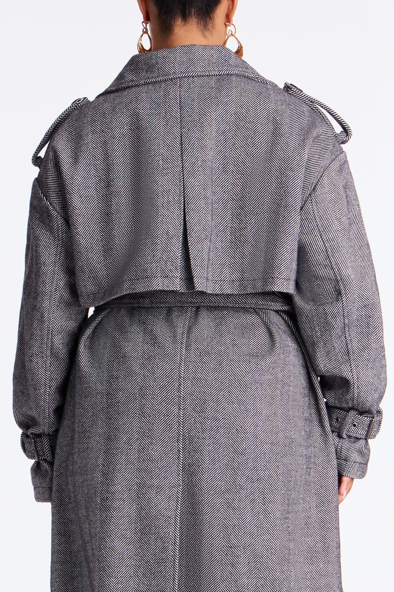 Working Overtime Belted Trench Coat - Black/combo Female Product Image