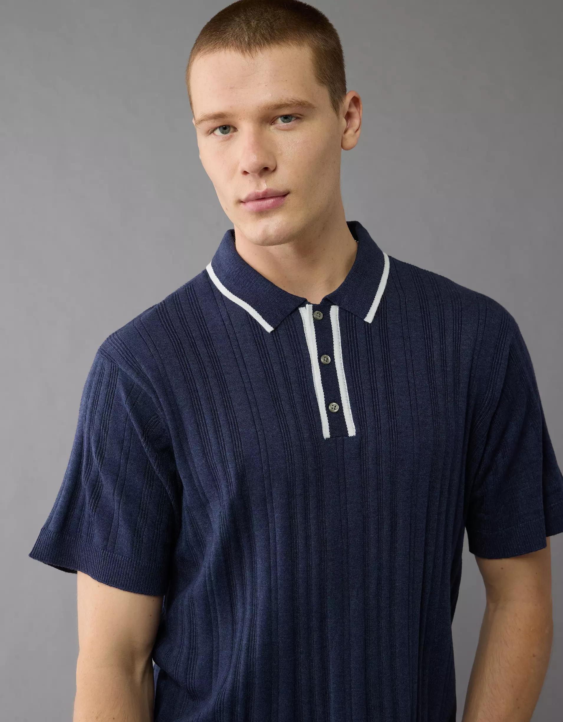 AE Weekend Tipped Sweater Polo Shirt Product Image