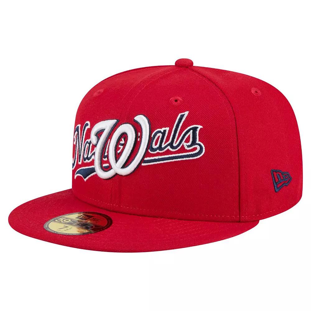 Men's New Era Red Washington Nationals Overlap 59FIFTY Fitted Hat,  Product Image