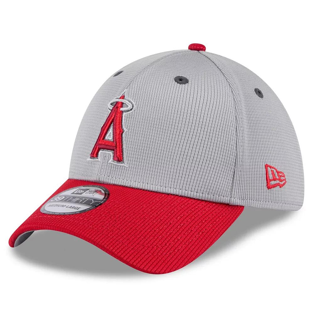 Men's New Era  Gray/Red Los Angeles Angels 2025 Batting Practice 39THIRTY Flex Hat, Size: Medium/Large, Grey Product Image