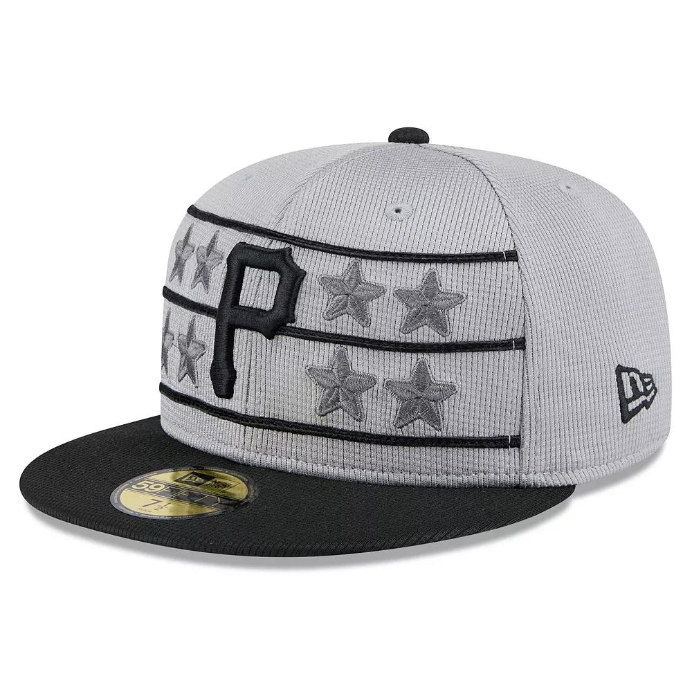 Men's New Era Gray/Black Pittsburgh Pirates 2025 Batting Practice 59FIFTY Fitted Hat,  Product Image
