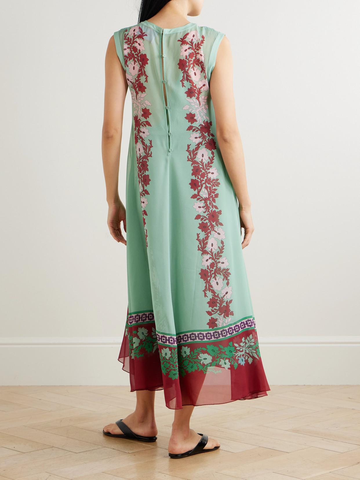 LA DOUBLEJ Silk Chiffon Printed Maxi Dress In Multi Product Image