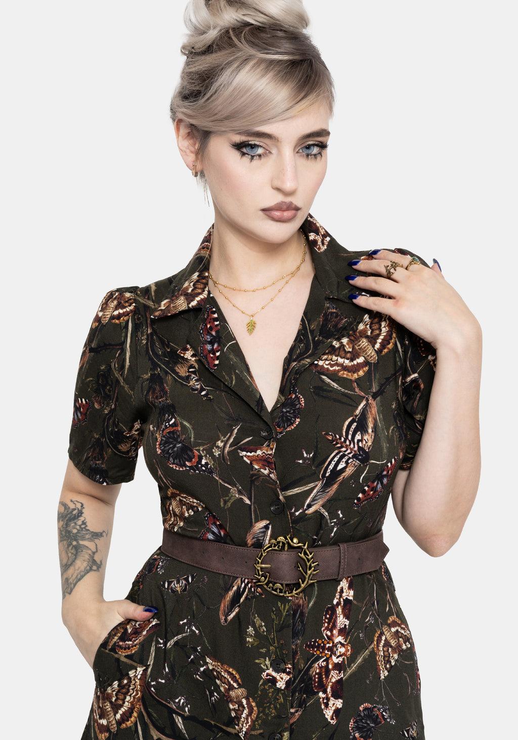 Whispen Moth Print Mini Wrap Dress Product Image