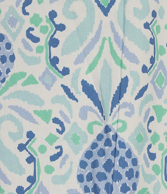 SAIL to SABLE Woven Pineapple Print Ruffle Mock Neck Flutter Sleeve Shift Dress Product Image