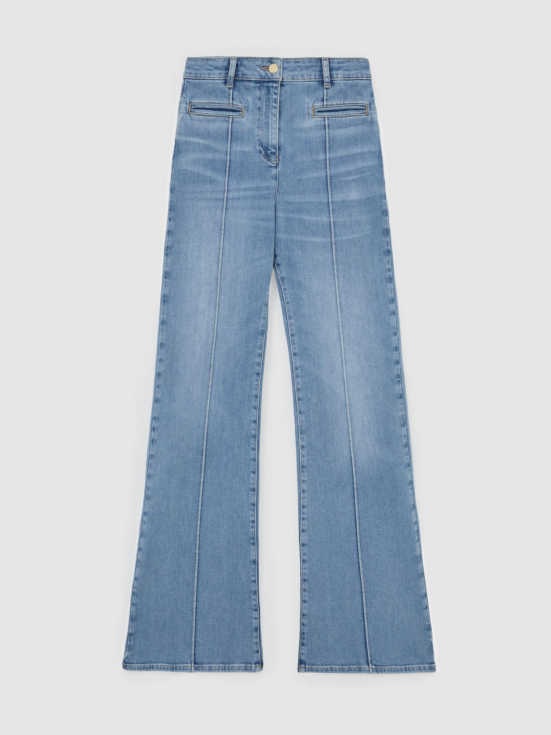 Petite Slim-Leg Mid-Rise Jeans in Mid Blue Product Image