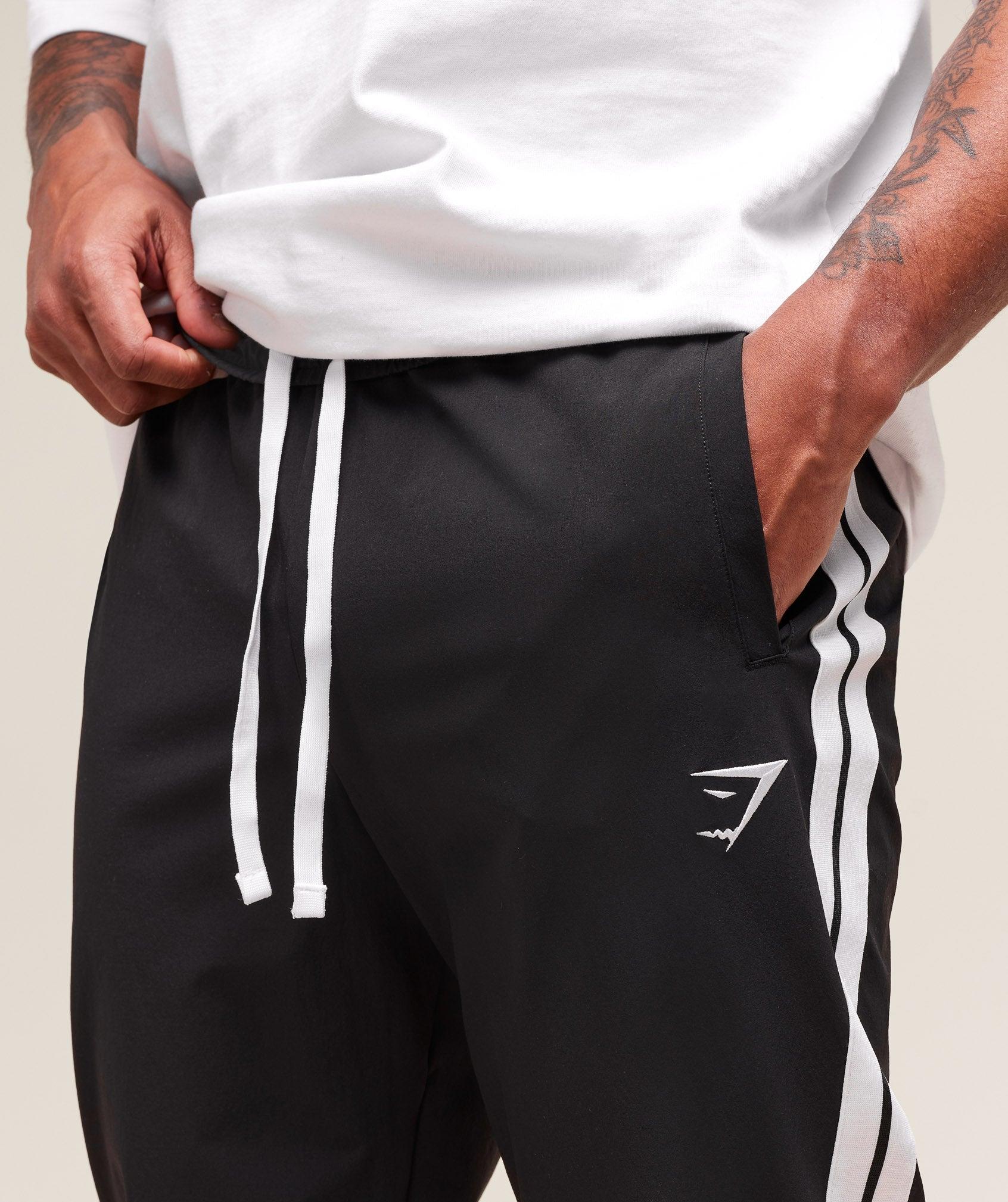 Gymshark Retro Side Stripe Joggers - Black Male Product Image