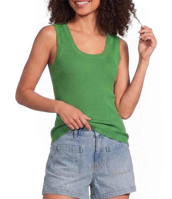 A Loves A Ribbed Knit Scoop Neck Sleeveless Tank Product Image