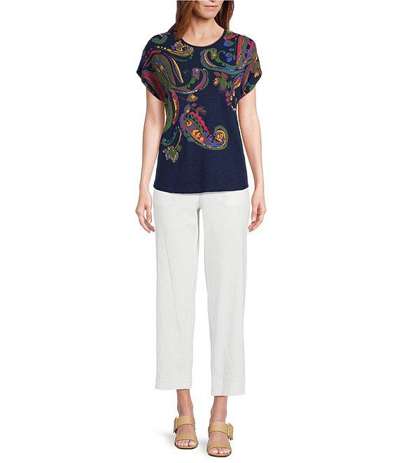 Investments Multi Paisley Short Sleeve Novelty Crew Neck Top Product Image