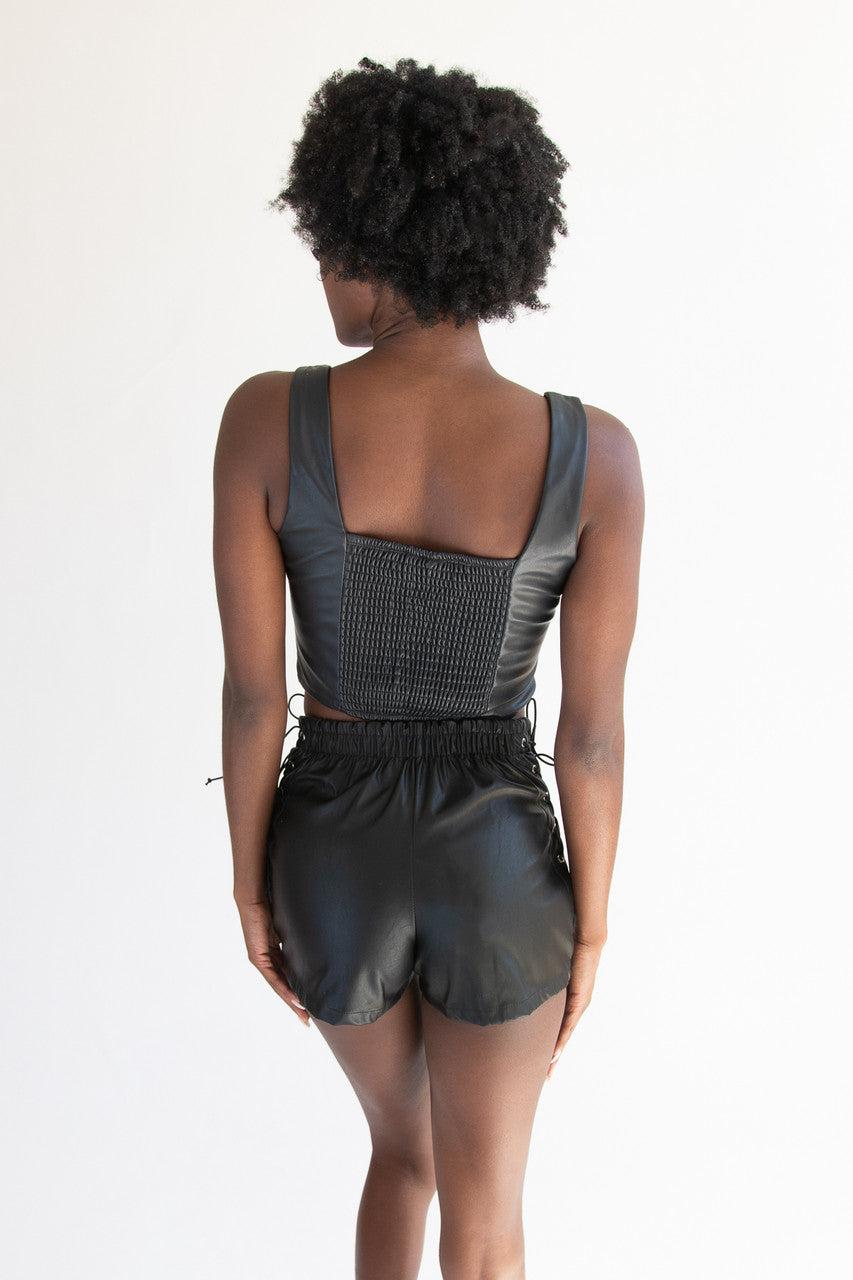 Pleather Lace Up Side Shorts Product Image