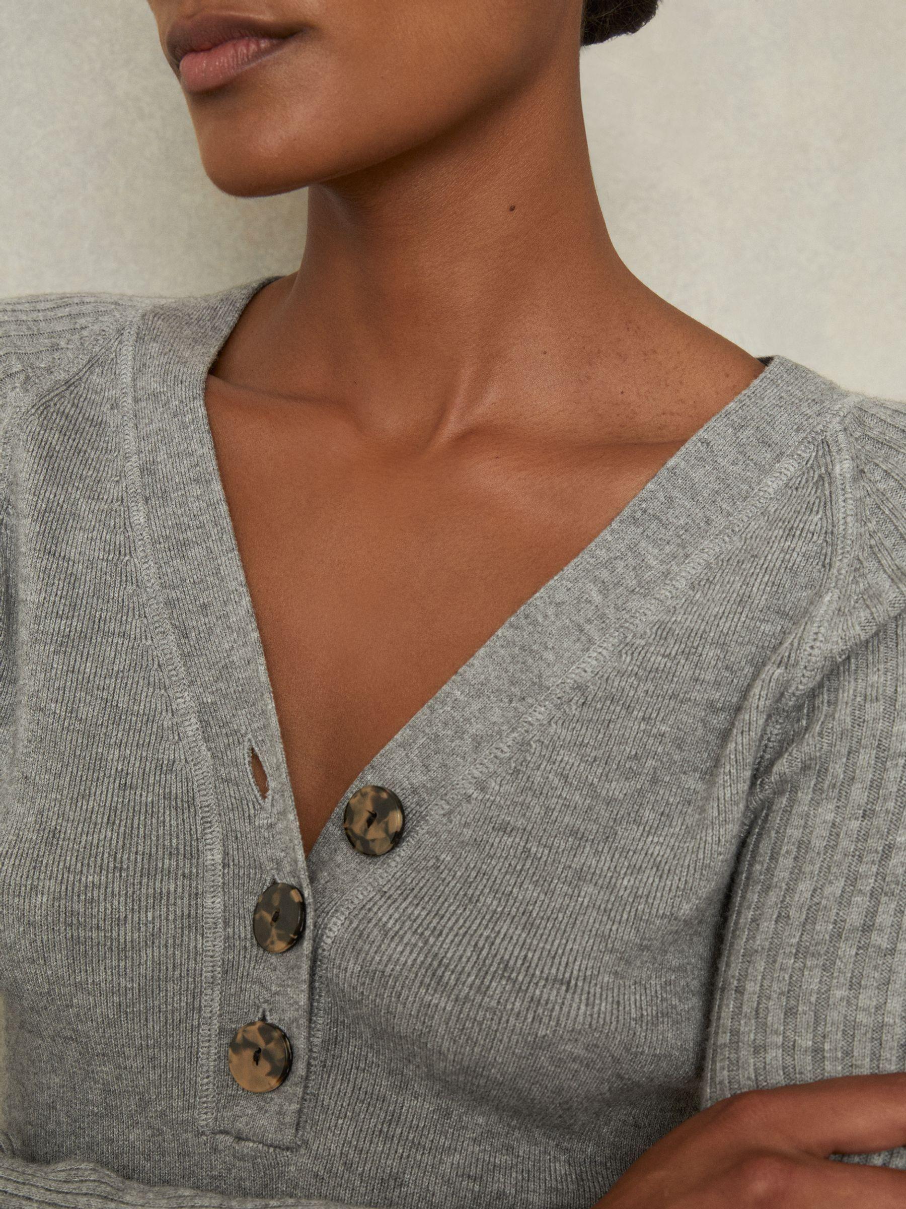 Ribbed Sleeve Jumper in Grey Product Image