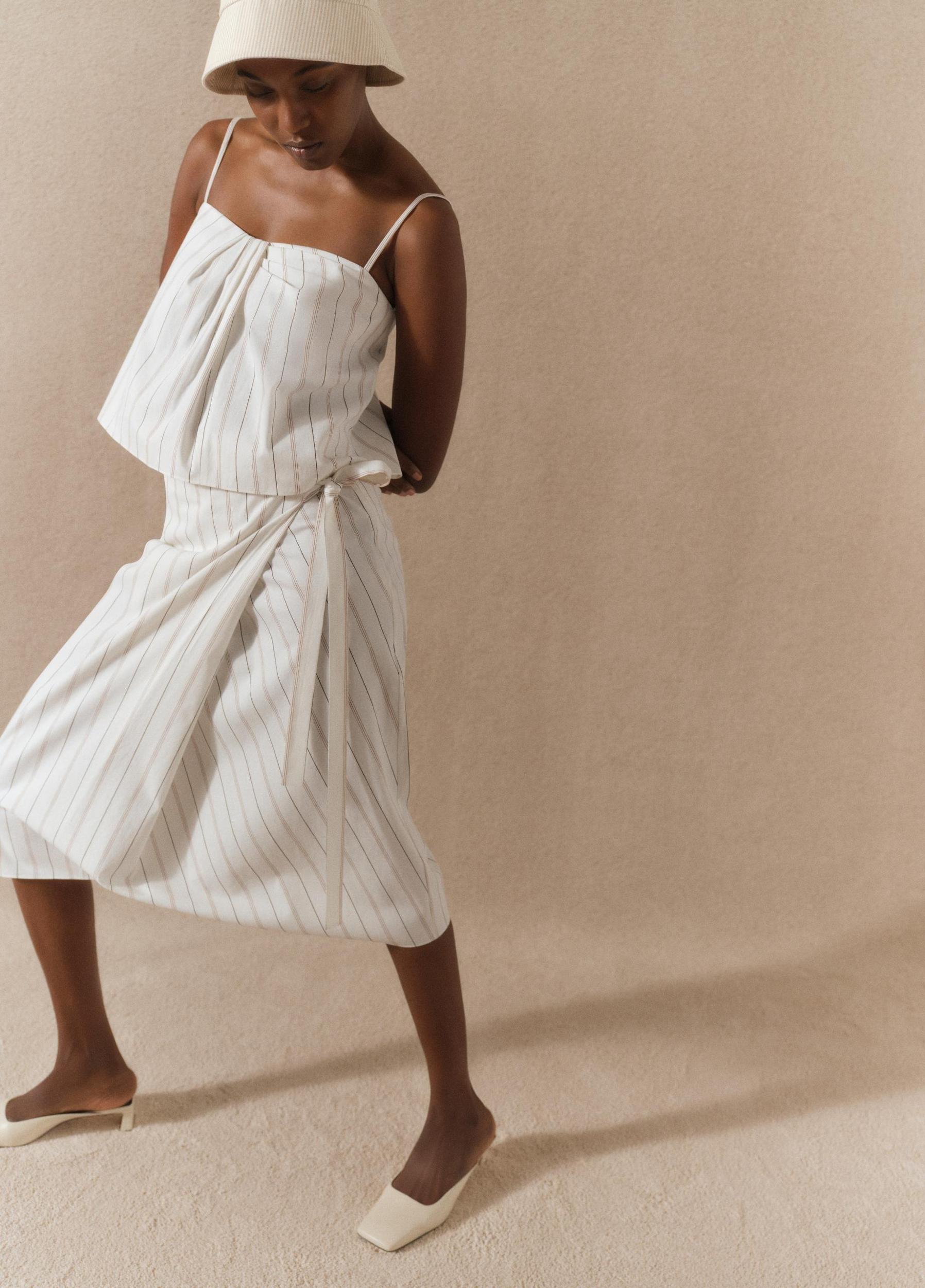 Seedling Stripe Cotton Wrap Skirt Product Image