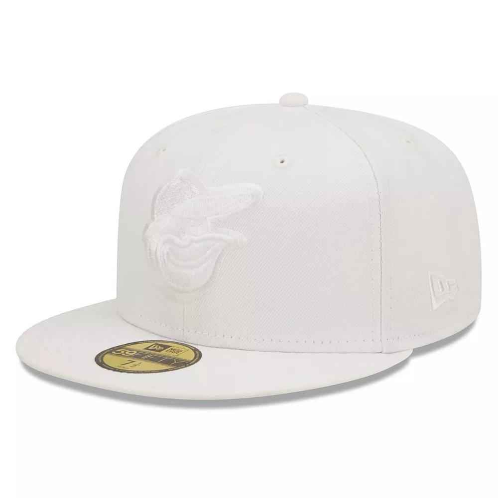 Men's New Era Baltimore Orioles White on White 59FIFTY Fitted Hat,  Product Image