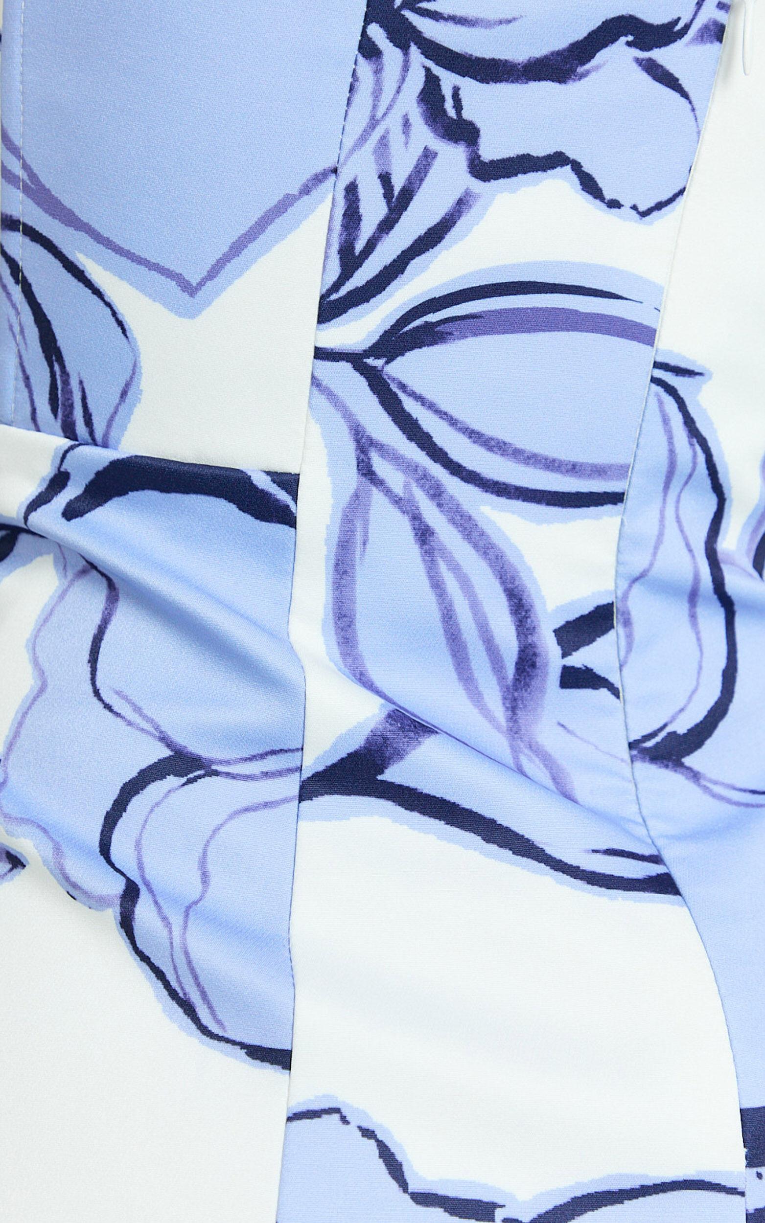 Catharine Mini Dress - Strapless A Line Dress in Blue Floral Product Image