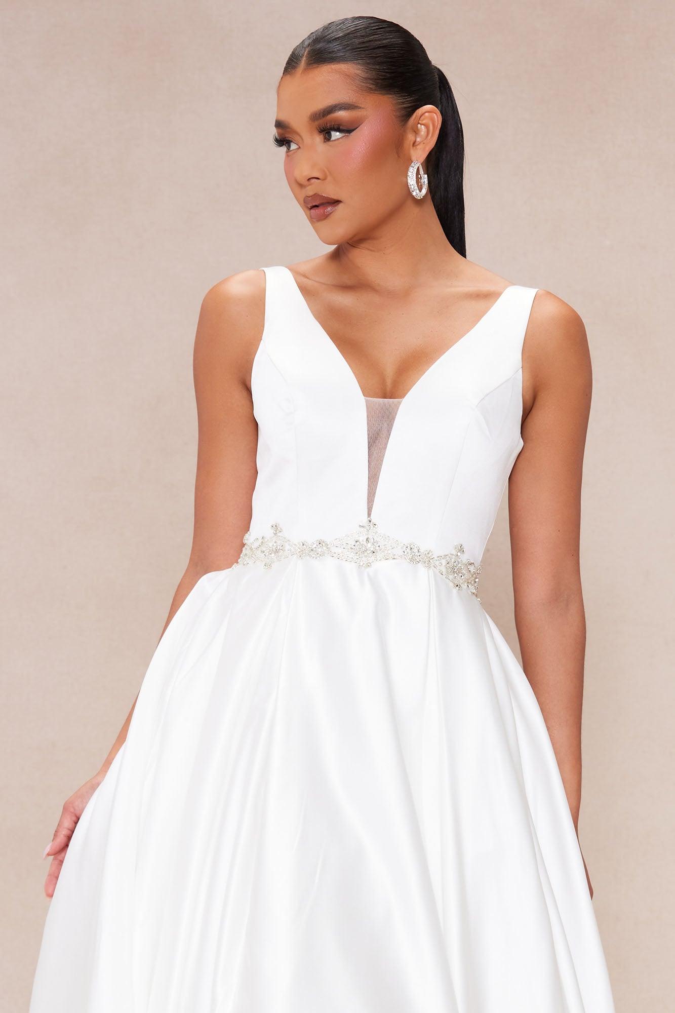 Annalise Satin Embellished Bridal Gown - White Product Image