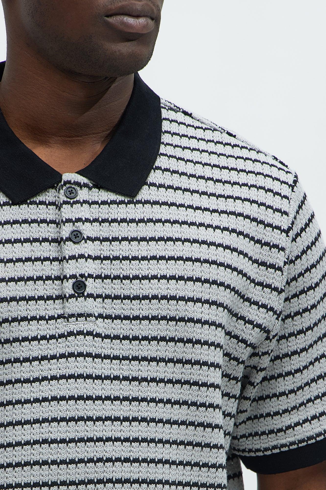Blake Textured Striped Polo - Grey/combo Product Image