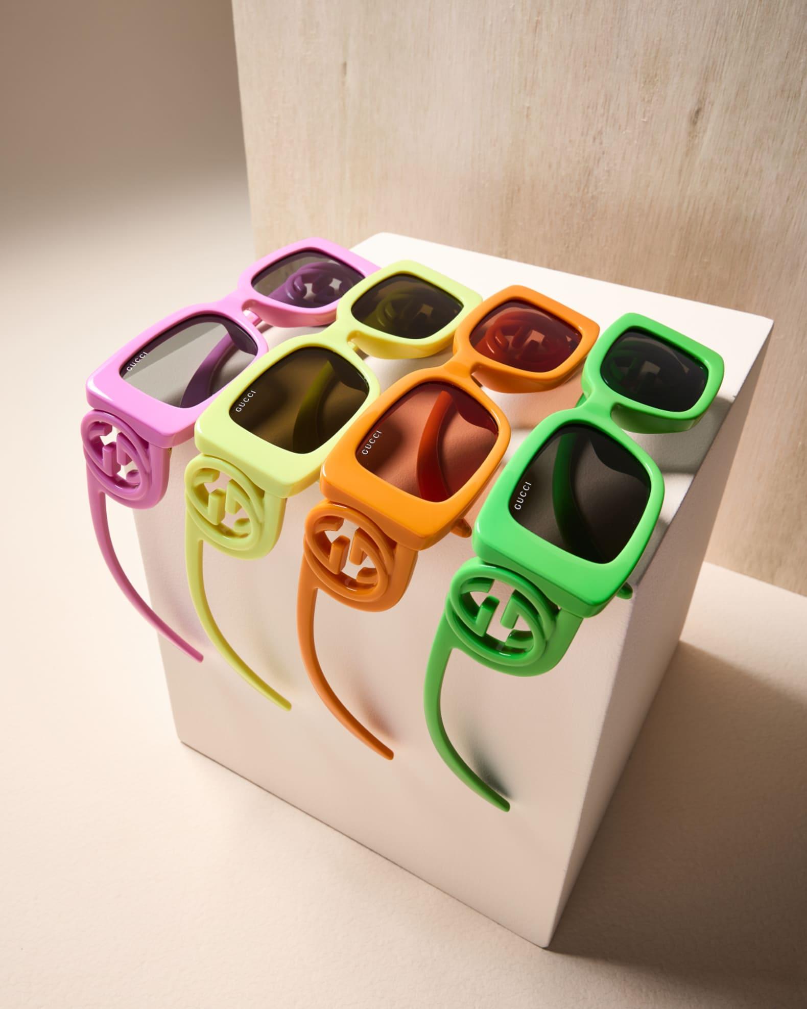 Monochrome GG Rectangle Acetate Sunglasses  Product Image