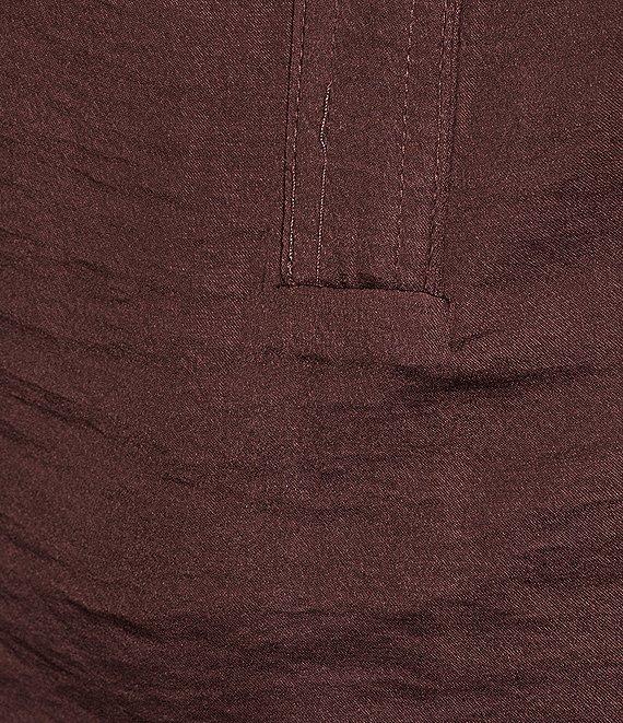 Gibson & Latimer Moonshadow Satin Split Round Neck Dropped Short Roll Tab Sleeve Hi-Low Shirttail Blouse Product Image