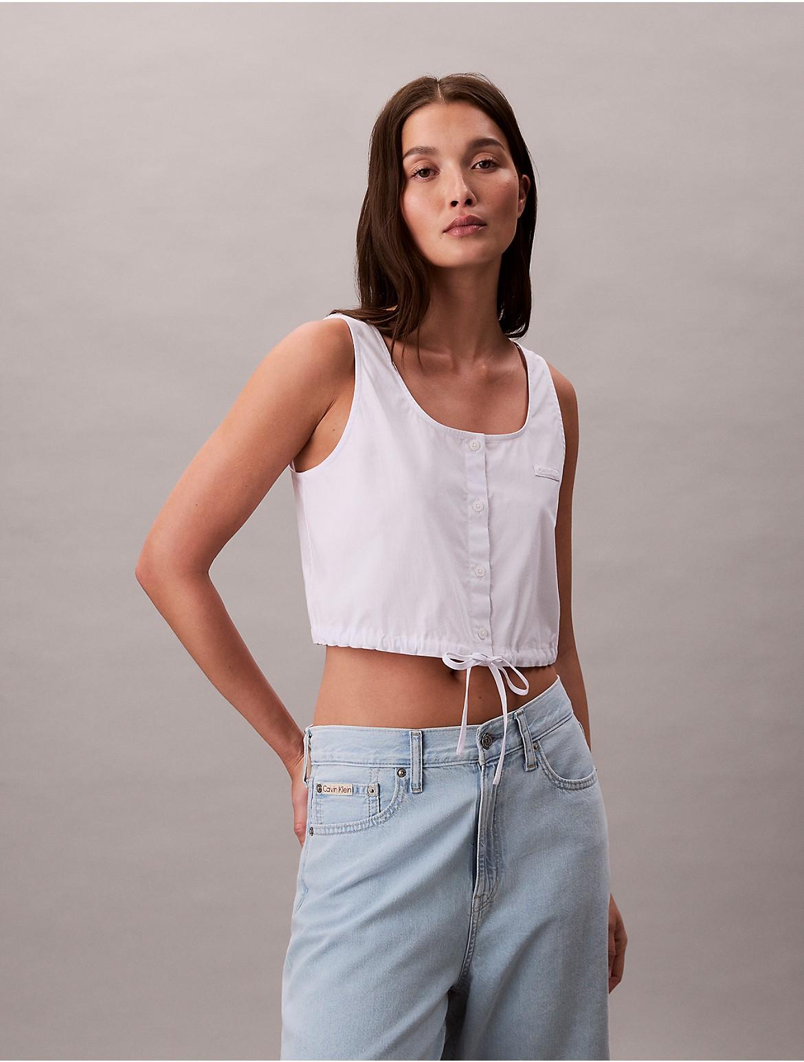 Calvin Klein Womens Poplin Button-Down Top - White Product Image