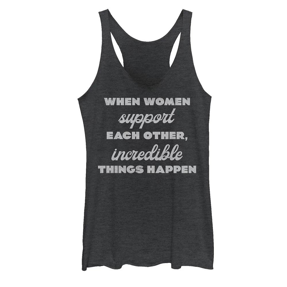 Juniors' Women Supporting Women Empowerment Tank Top, Girl's, Size: Medium, Black Grey Product Image