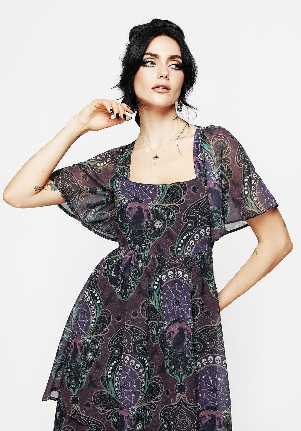 Clarette Chiffon Angel Sleeve Tiered Gown Product Image