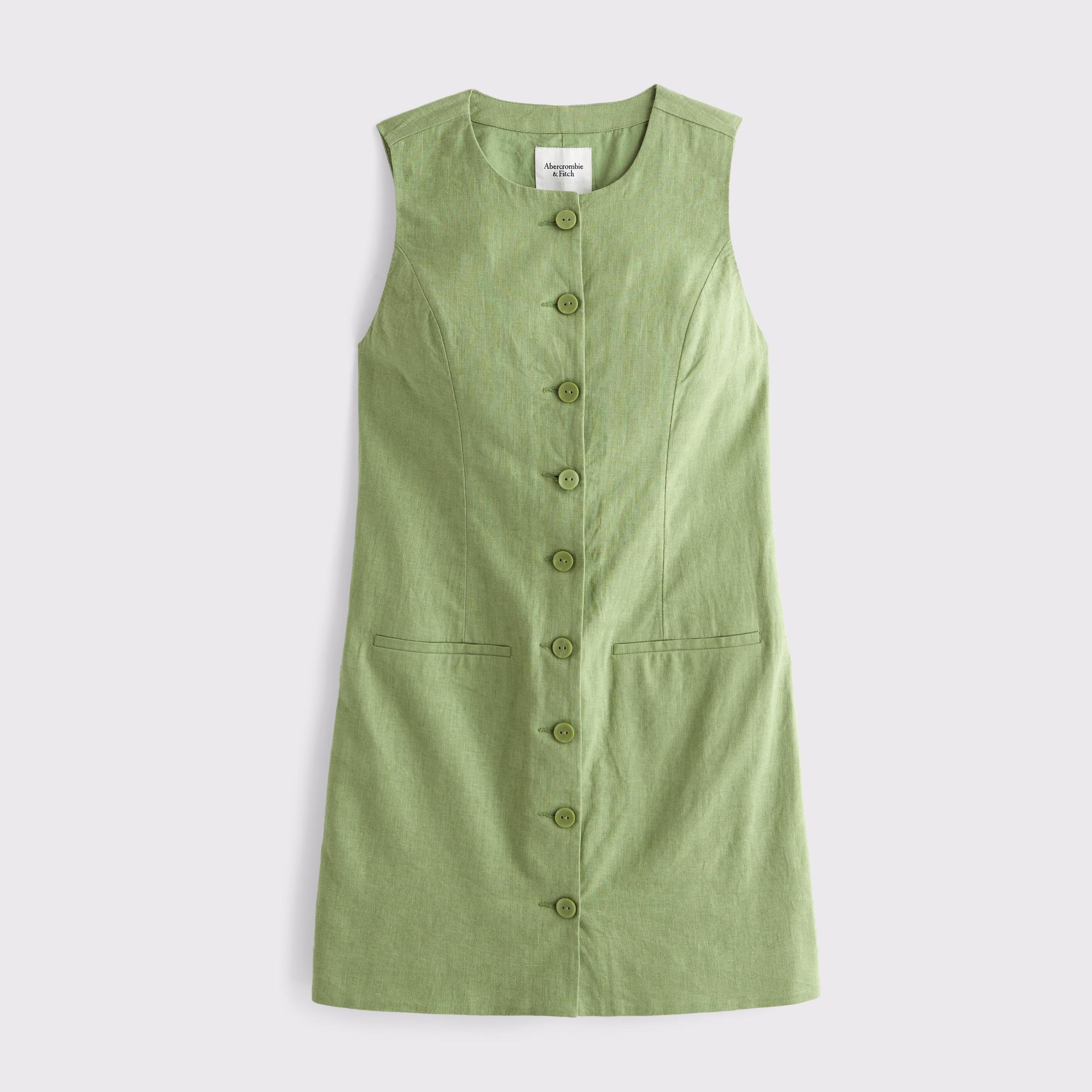 The A&F Mara Linen-Blend Mini Dress Product Image