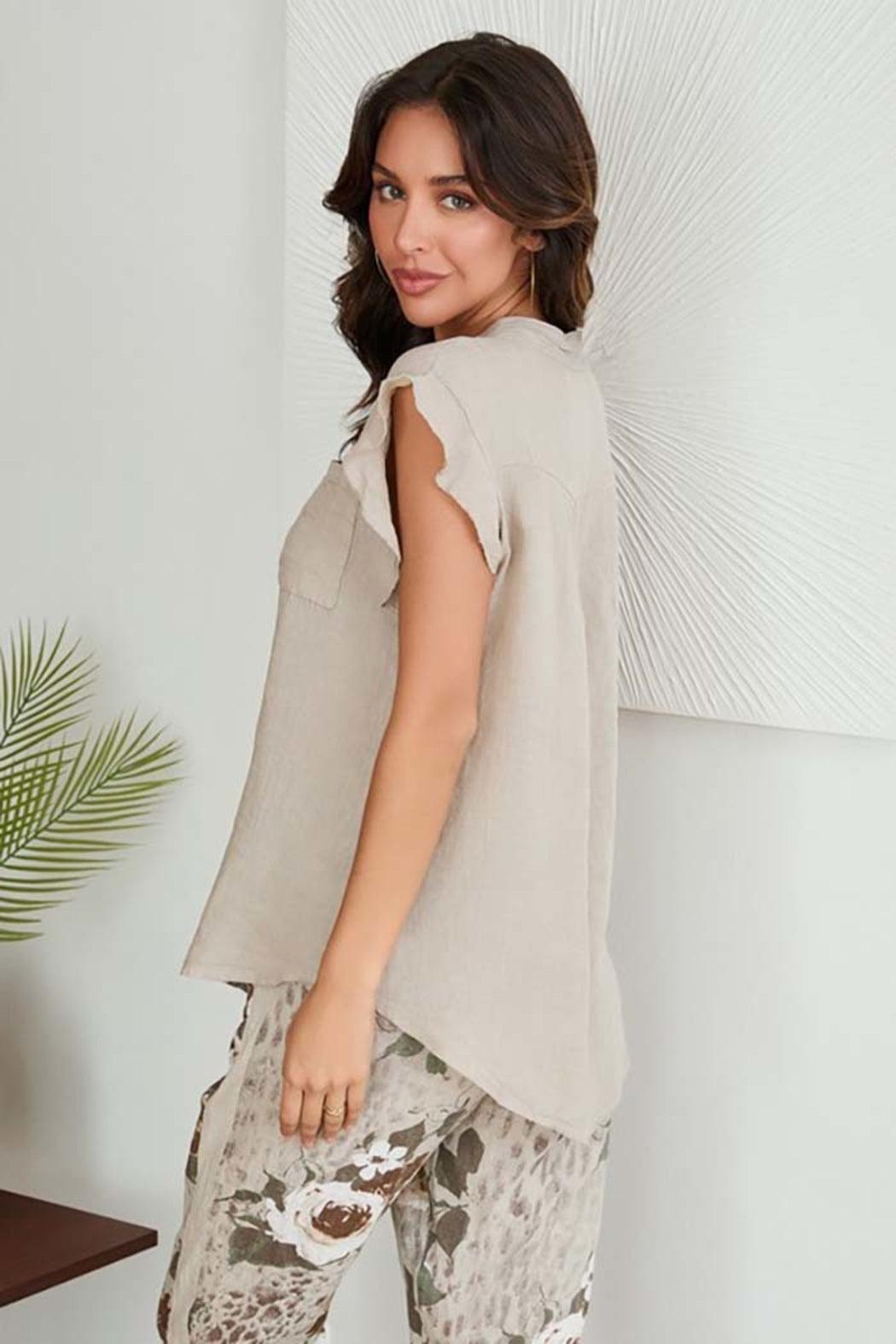 Chest Pocket Linen Top Product Image