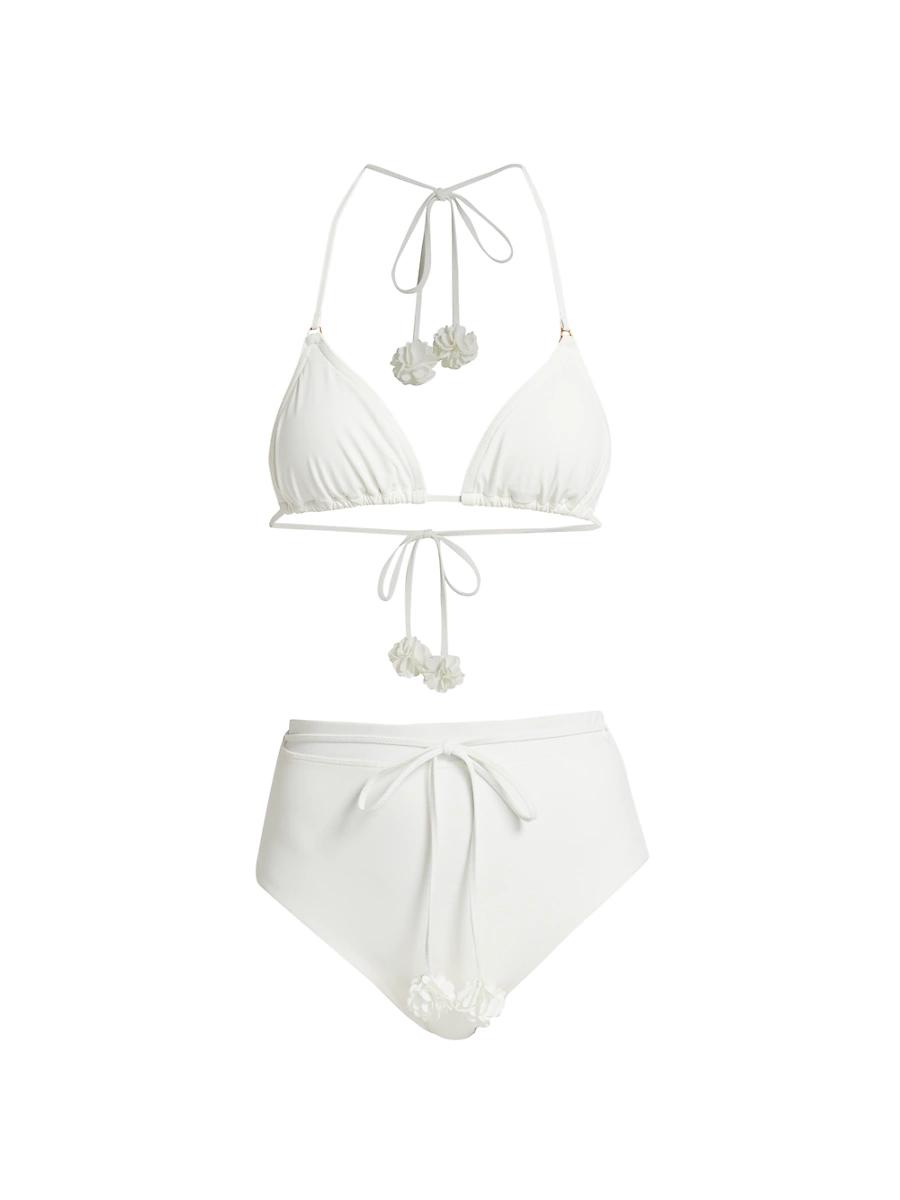 Womens Everley Flower Trim Halterneck Bikini Set Product Image