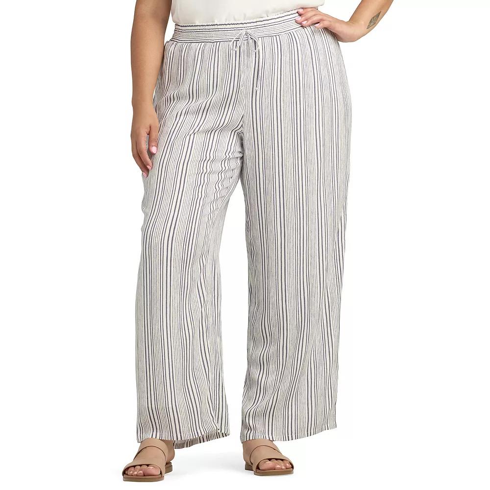 Plus Size AB Studio Pull On Elastic Waist Faux Tie Pants, Women's, Size: 4XL, Blue Stripe Product Image