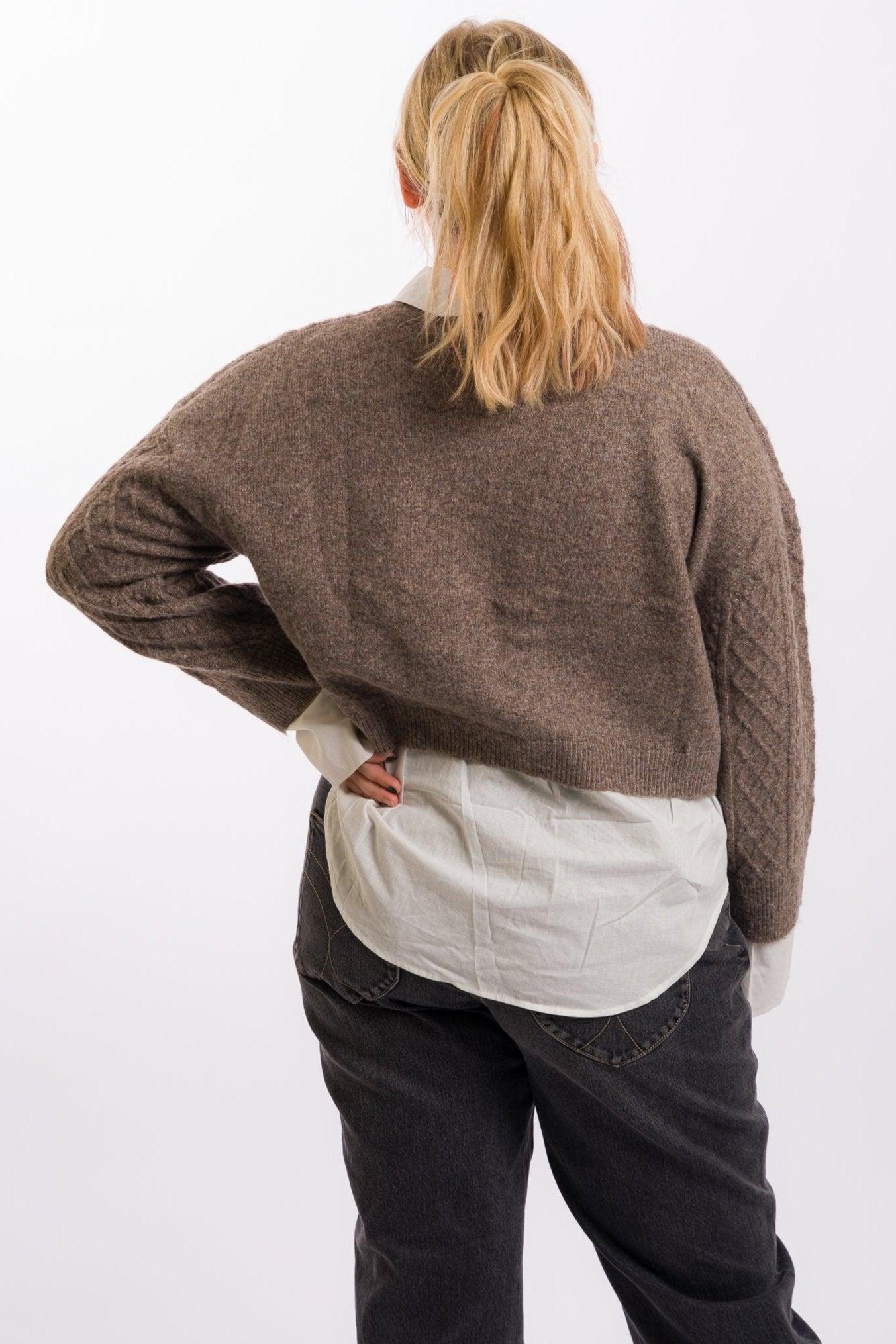 Miou Muse Sweater and Shirts Combo - Mocha/White Product Image