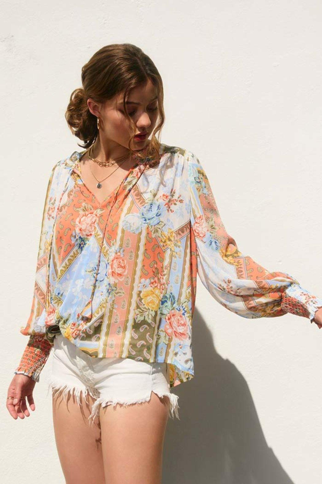 Floral Chiffon Long Sleeve Blouse Product Image