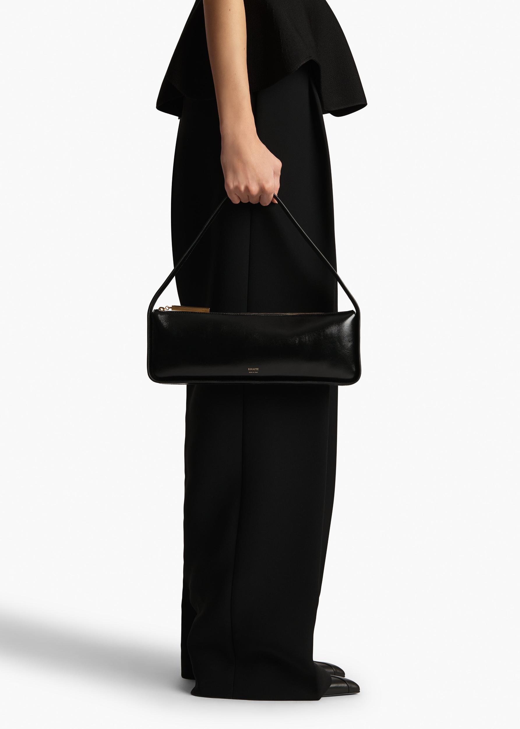 Lori Baguette Bag in Black Crackle Patent Leather Product Image