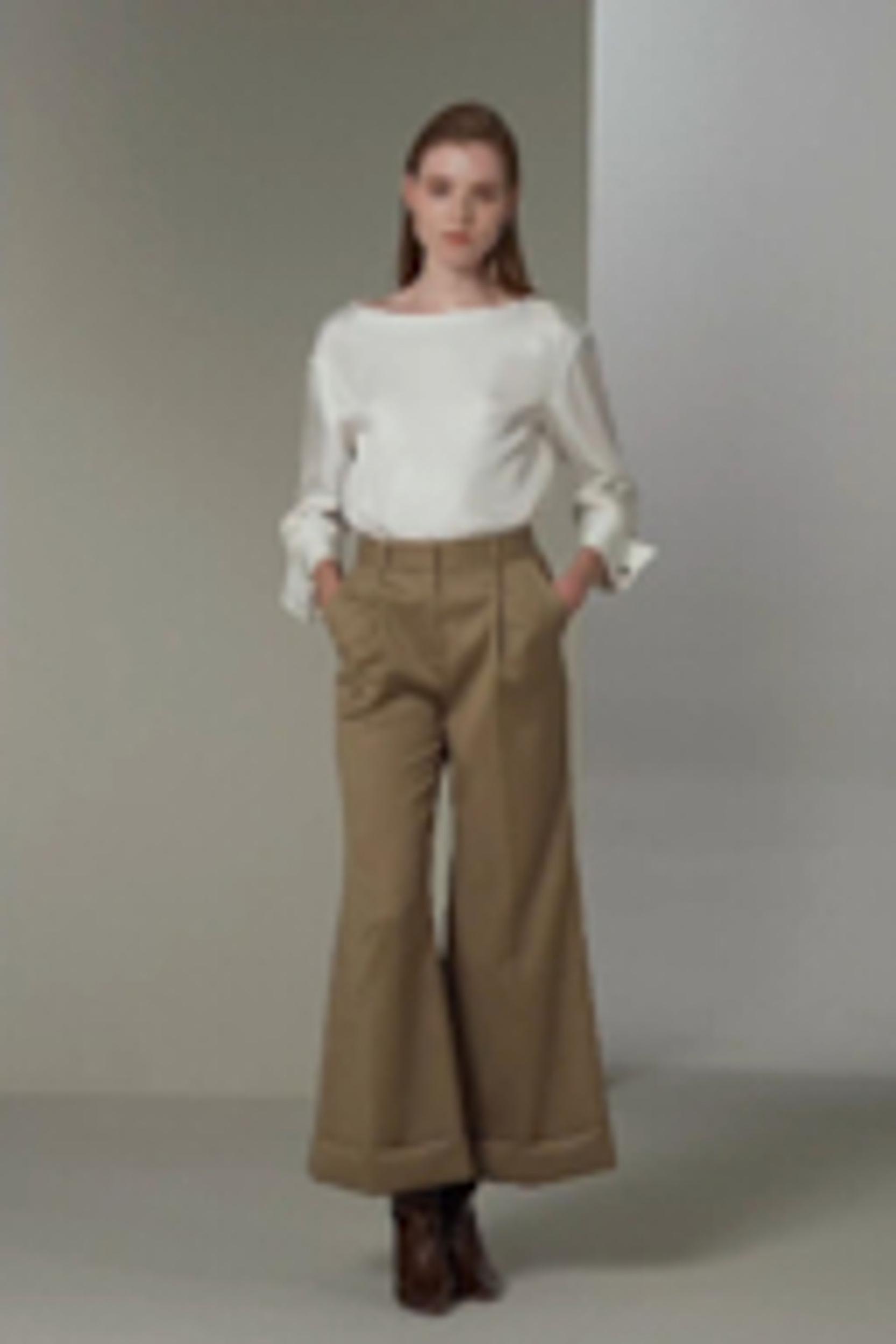 Silk Twill Blouse with Boat Neckline Product Image