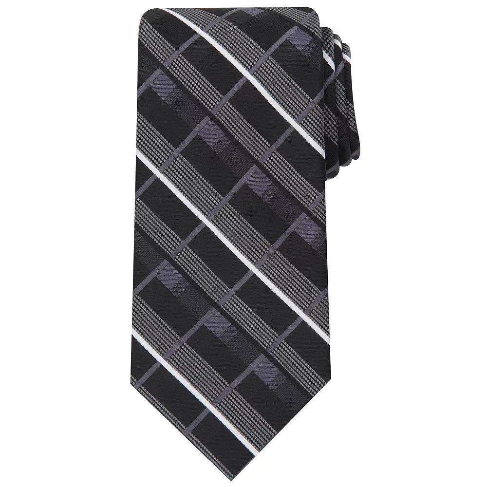 Men's Bespoke Patterned Tie, Black Shaw Product Image