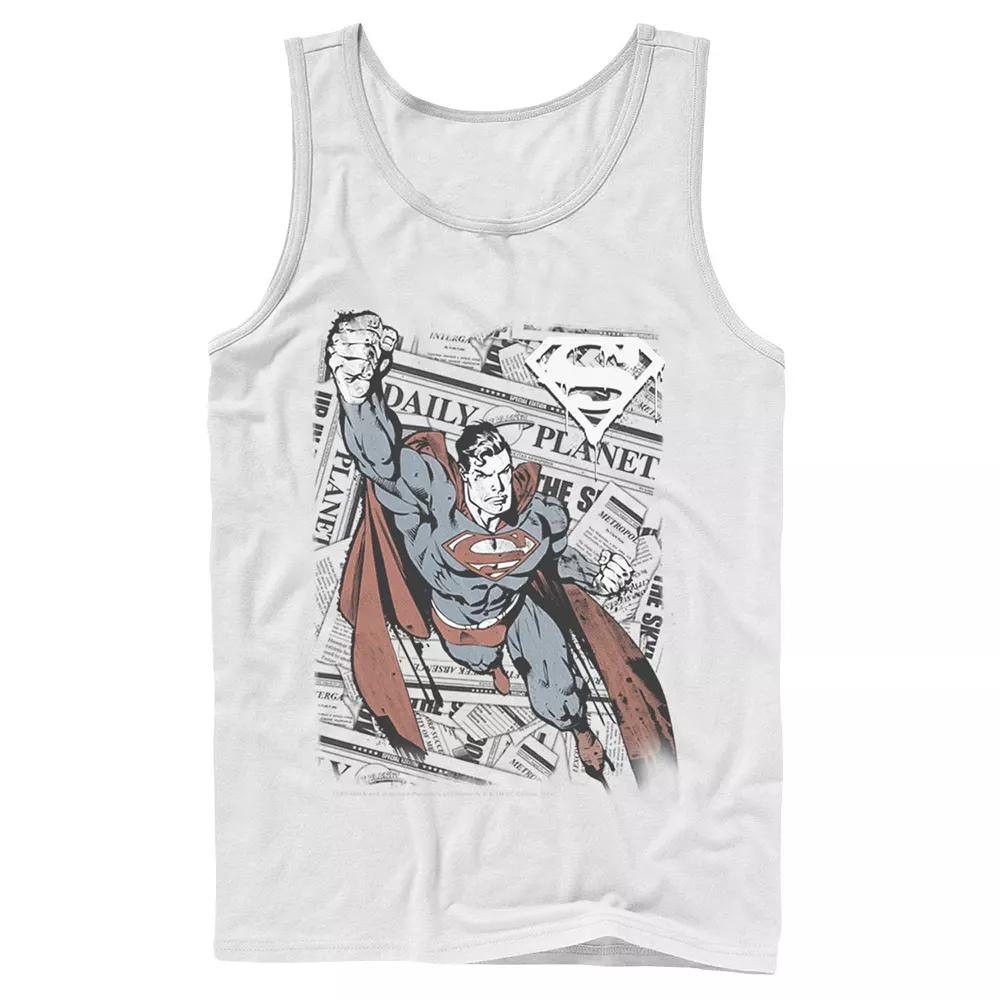 Men's DC Comics Superman Daily Planet Background Poster Tank Top,  Product Image
