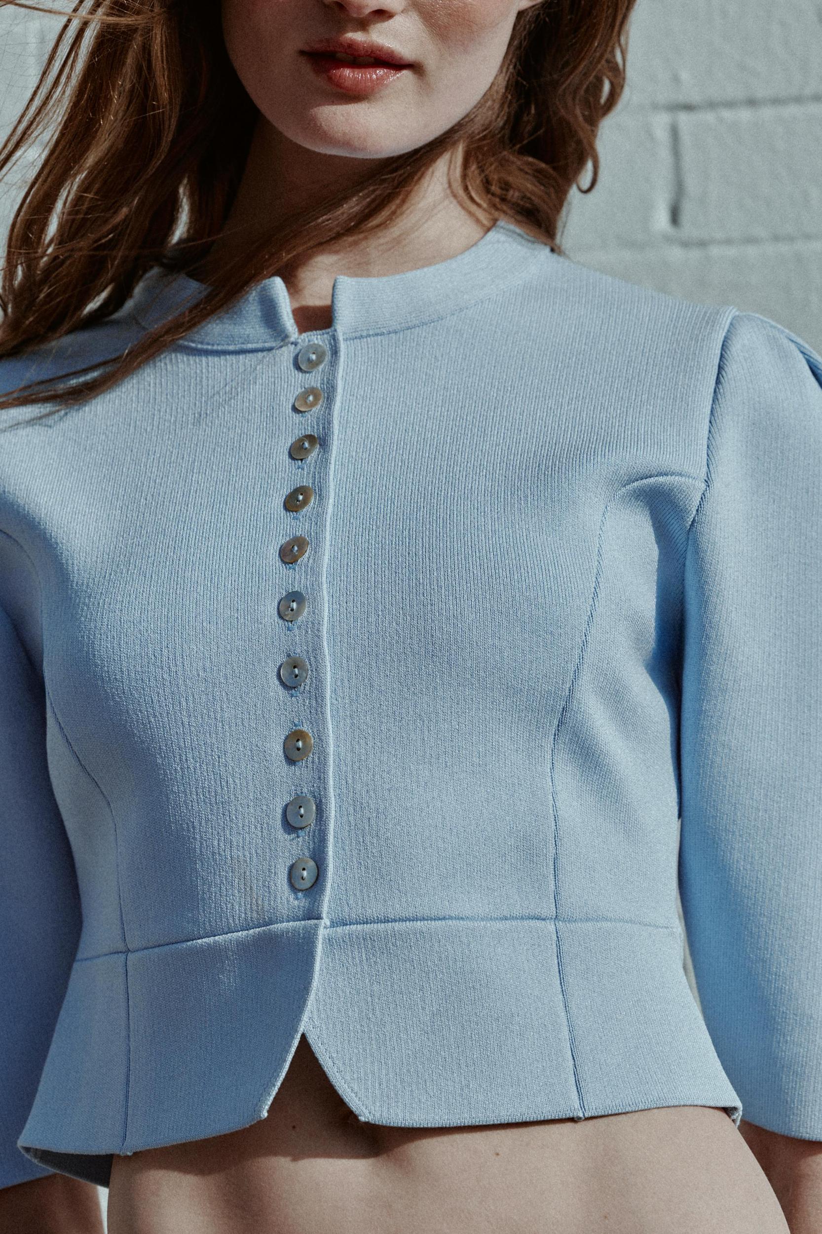 CARDIGAN WITH PUFF SLEEVES Product Image