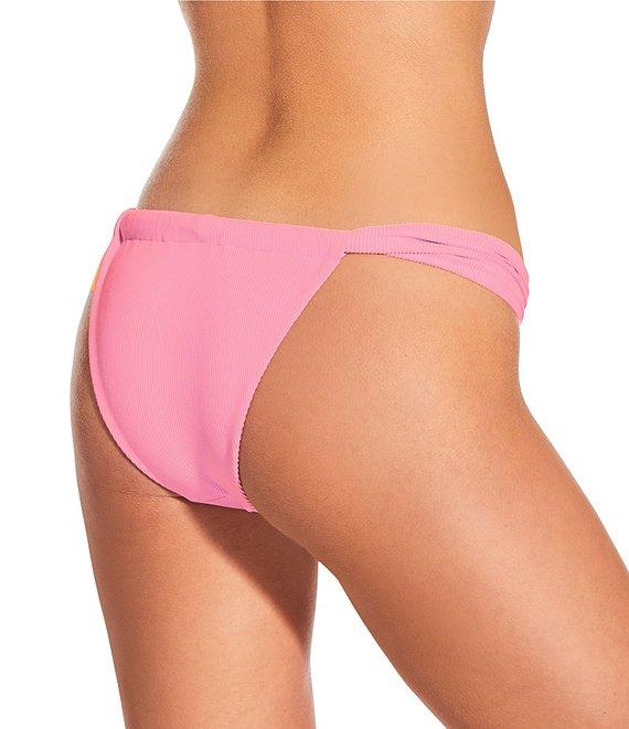 Gianni Bini Solid Ribbed Tanga Scoop Front Swim Bottom Product Image
