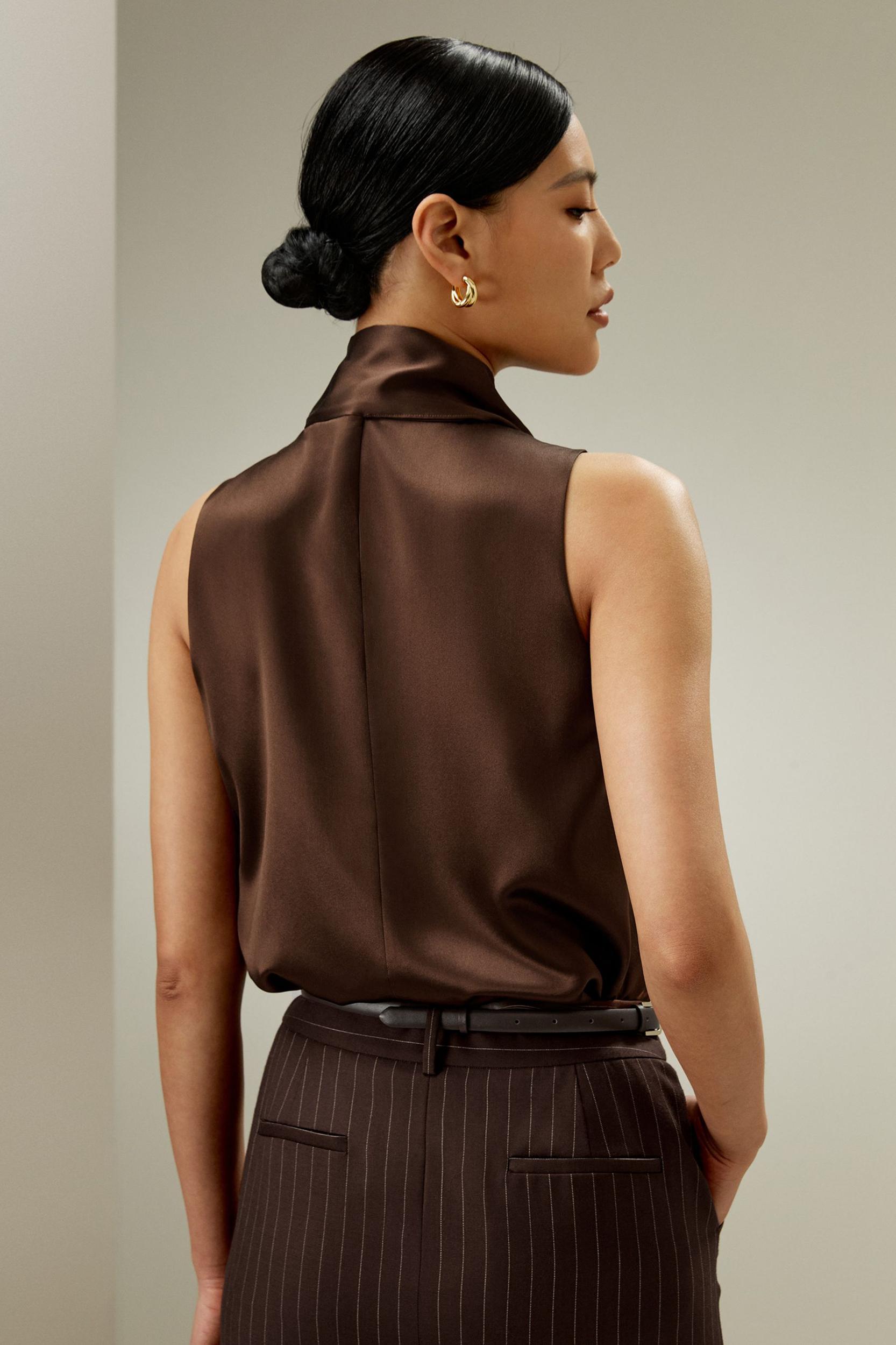 LILYSILK Silk Tank Tops - Womens - Chocolate Natural Silk - Exquisite Sleeveless Tops Petite L Product Image