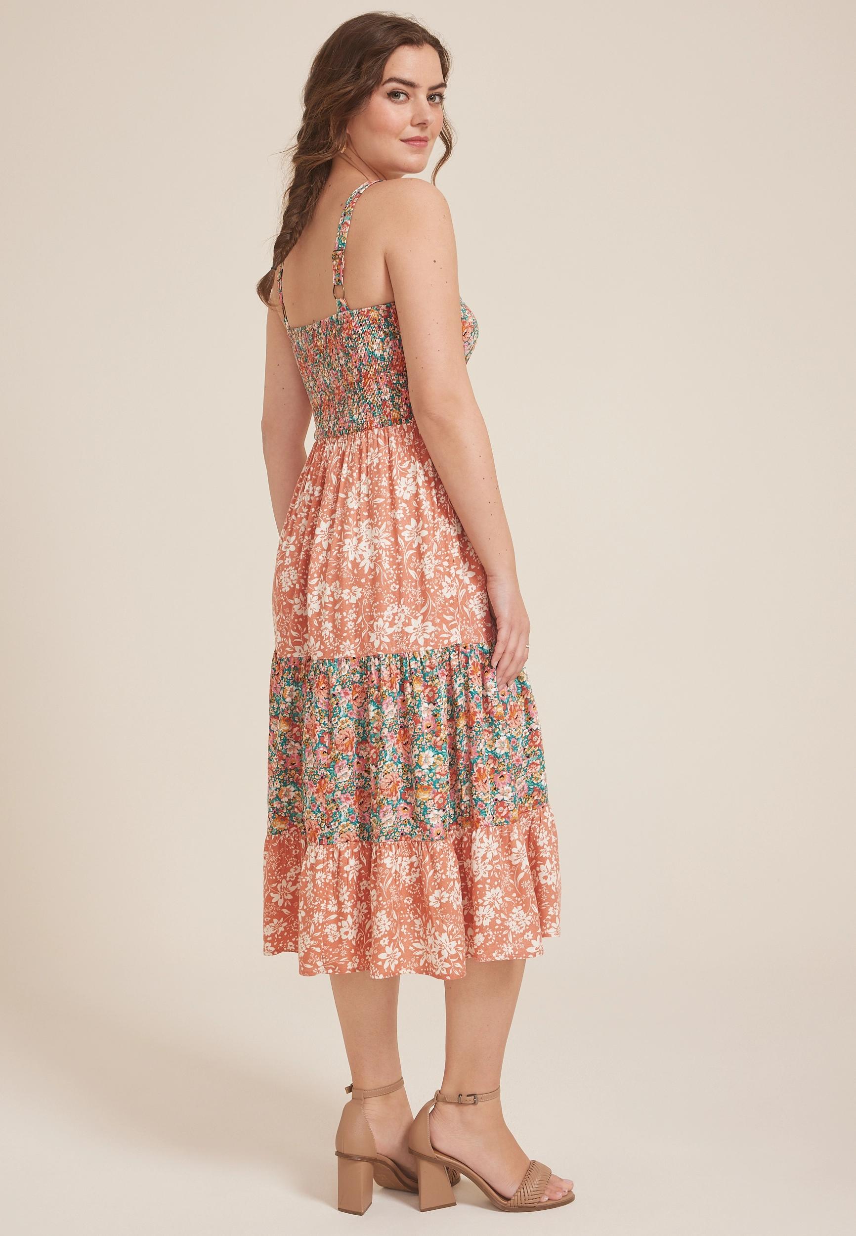 Bare Floral Patchwork Midi Dress Product Image