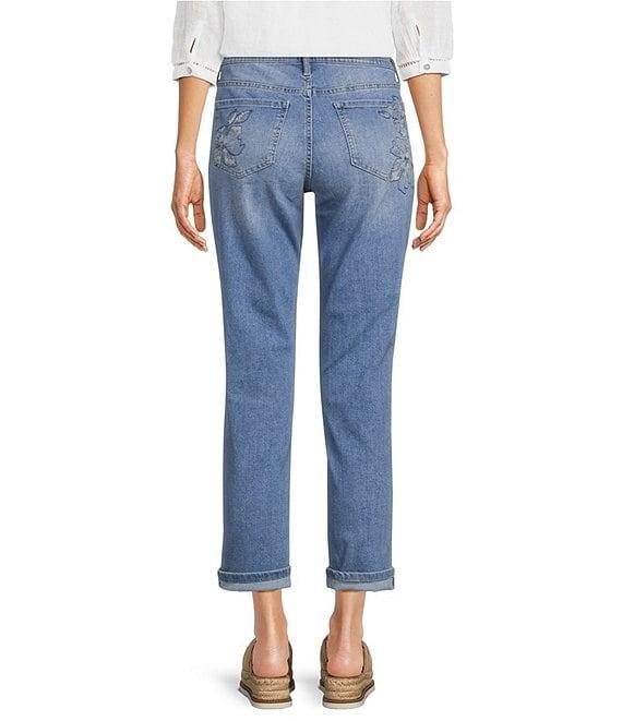 Code Bleu Weekend Stretch Denim High Rise Embroidered Boyfriend Jeans Product Image